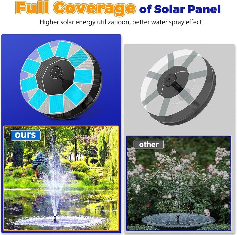JimysCo Solar Bird Bath Fountain Pump, 2025 Upgrade 2.5W Solar Fountain with 6 Nozzle, Standing Floating Powered Water Pump for Bird Bath, Garden, Pond, Pool, Outdoor - Image 4